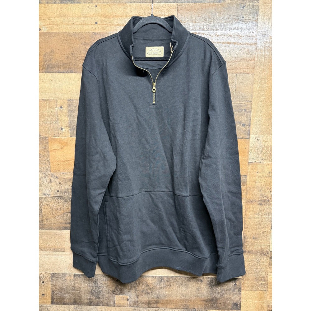 NWT Long John & Sons Mens 2XLT Quarter Zip Pullover Sweatshirt Black Tall